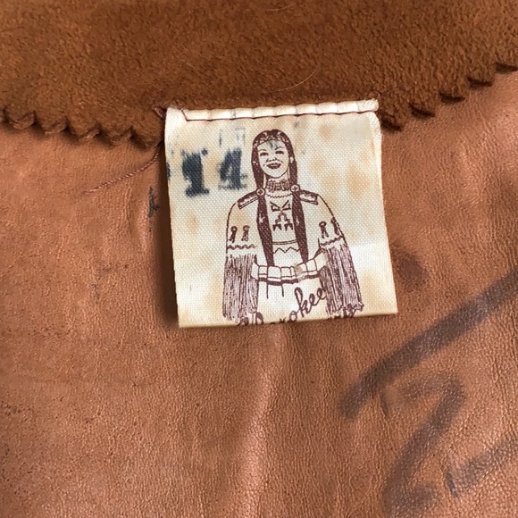 Vintage 70s Suede Fringe Vest M - Picture 9 of 10